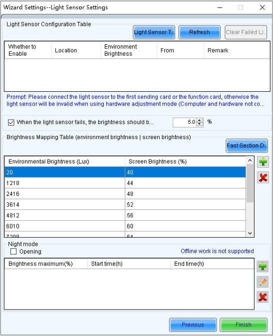 Light sensor adjustment